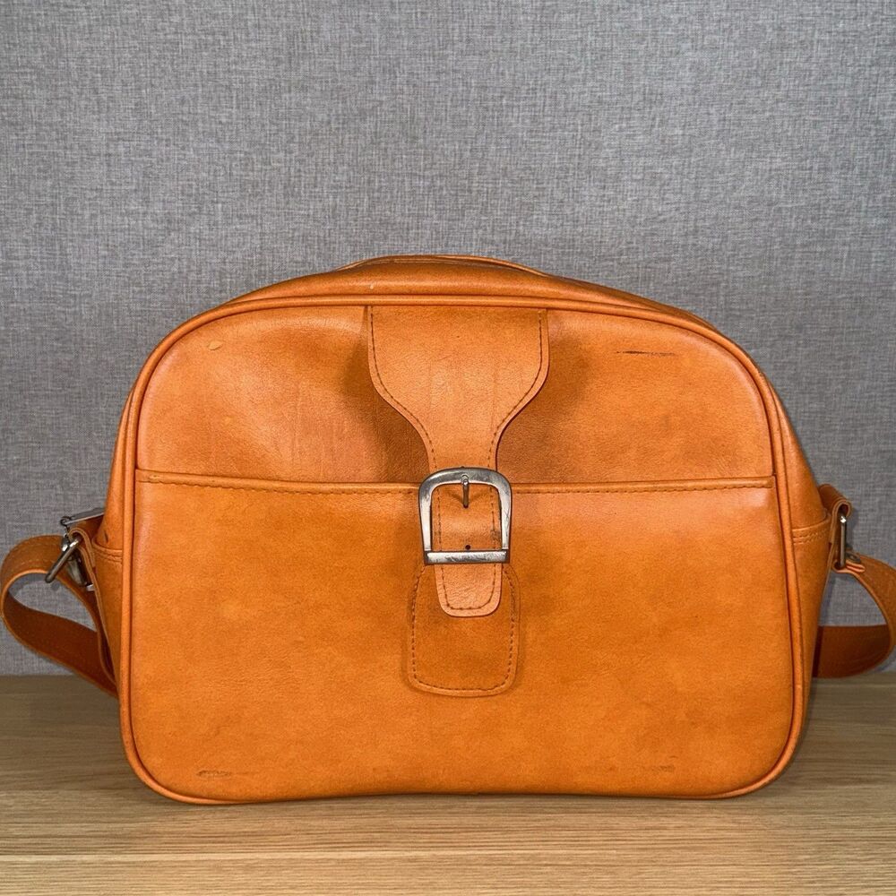 Vintage 70s Samsonite Royal Traveller Sidekicks Orange Vinyl Travel Shoulder